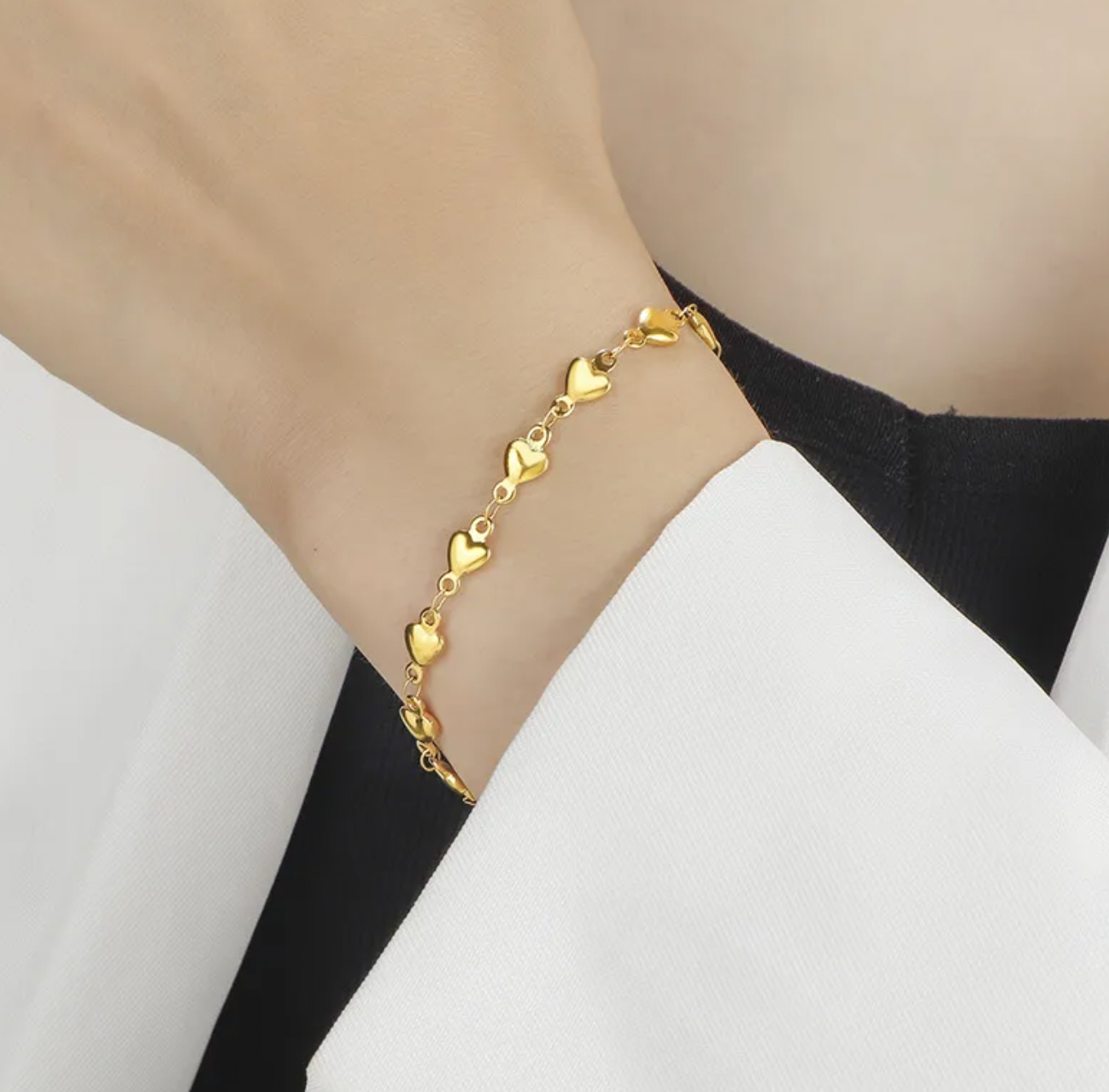 Heart-Shaped Stainless Steel Bracelet for Women