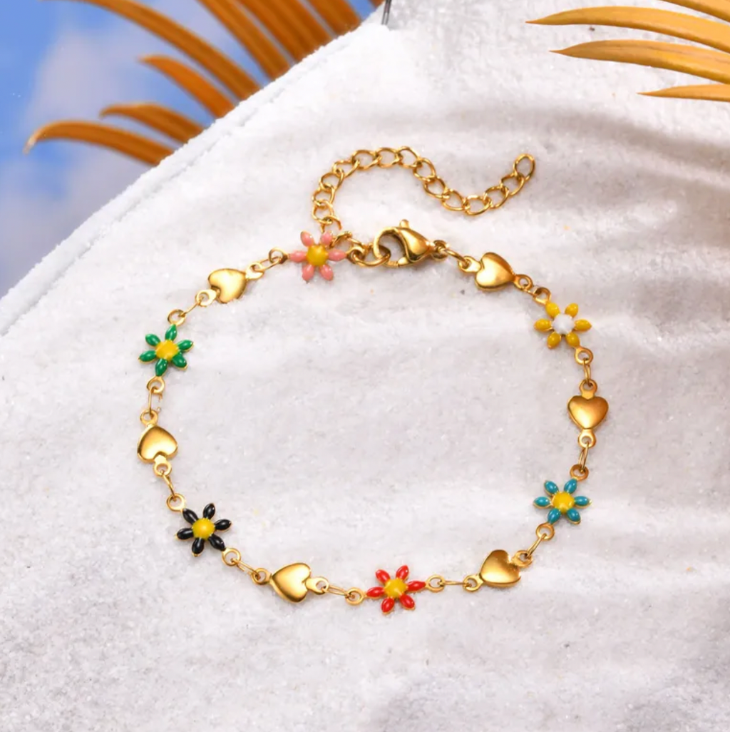 Cherry Heart Stainless Steel Bracelet for Women