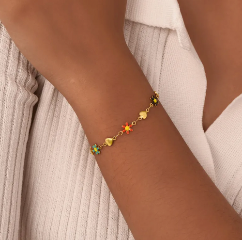 Cherry Heart Stainless Steel Bracelet for Women