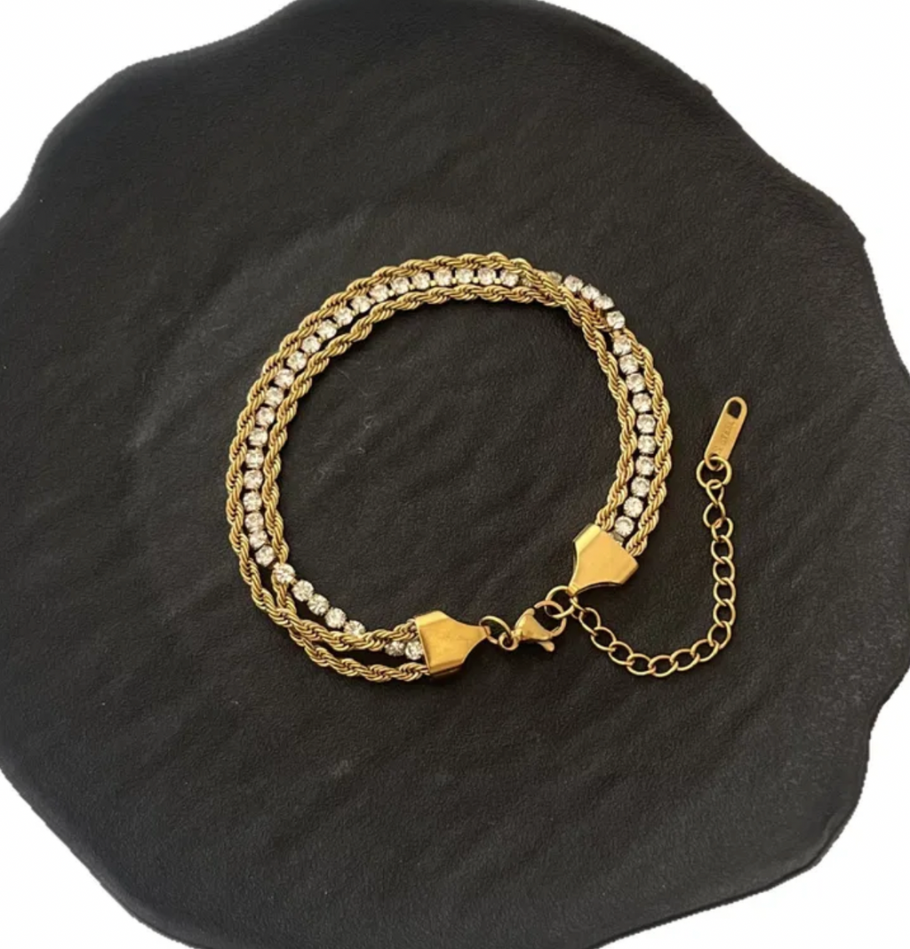 Twisted Rope Rhinestone Bracelet