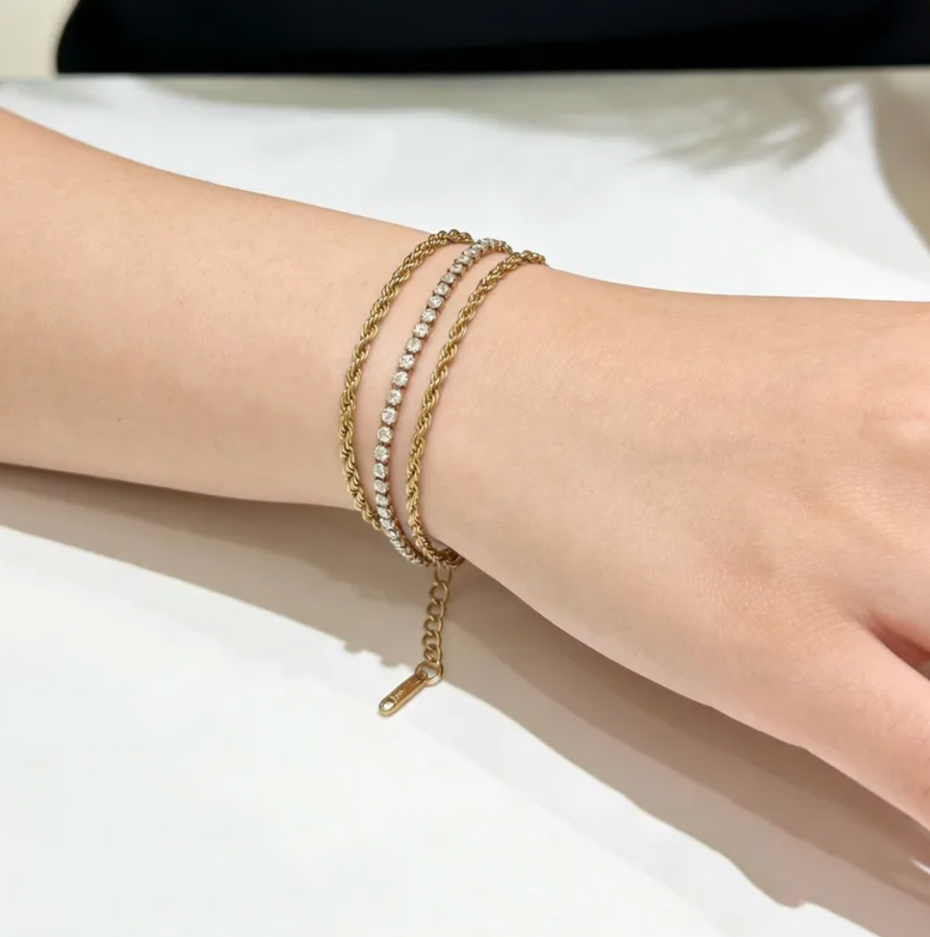 Twisted Rope Rhinestone Bracelet