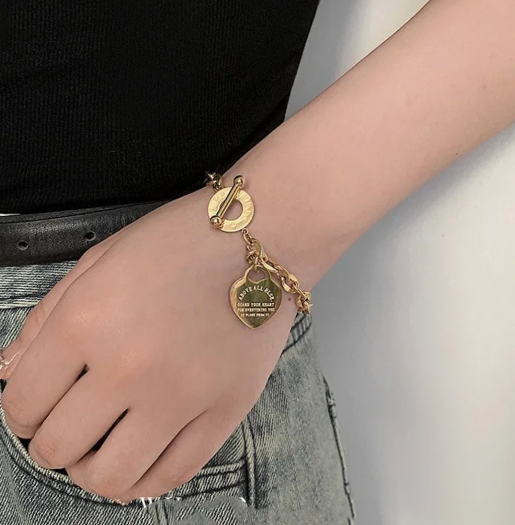 Heart-Shaped Titanium Steel Bracelet for Women