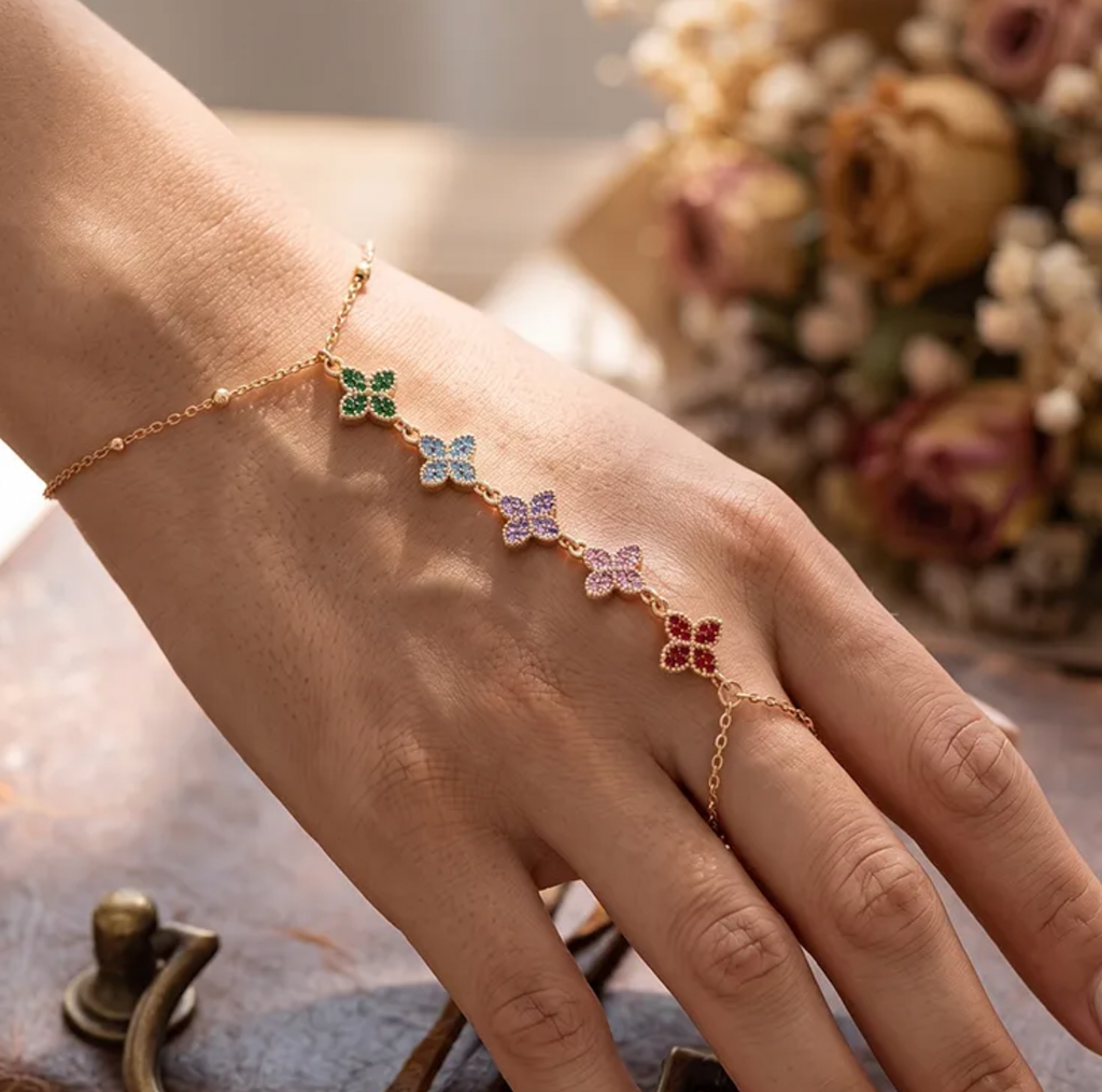 Marine-Inspired Floral Zircon Bracelet for Women